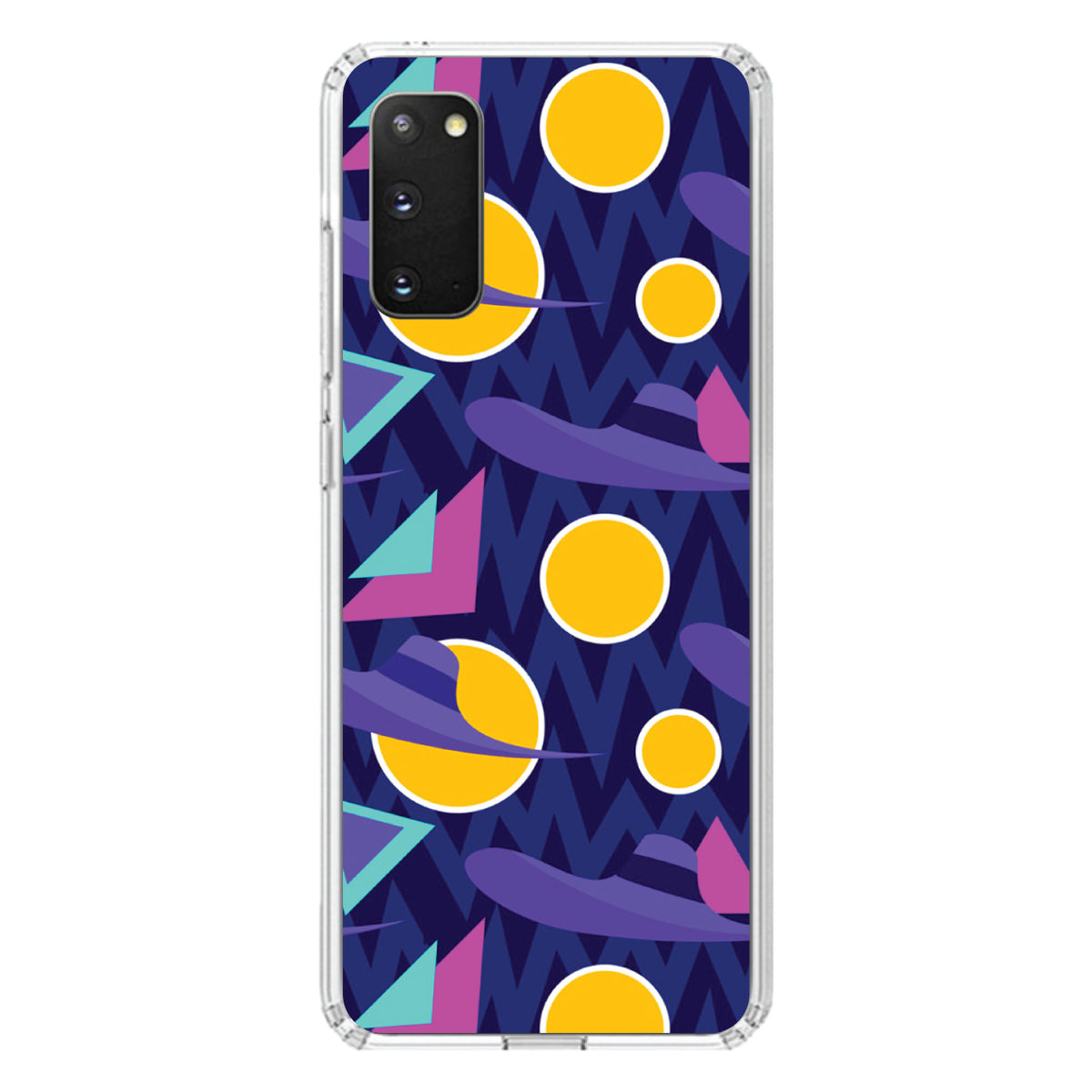 Pink Purple Yellow 90s Pattern Clear Shockproof iPhone Case, view 15