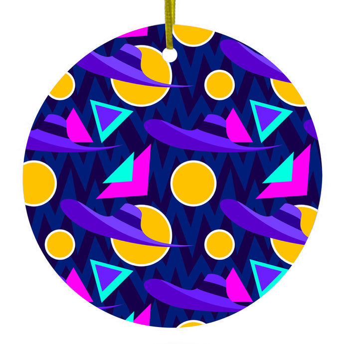 Pink Purple Yellow 90s Pattern Ceramic Ornament