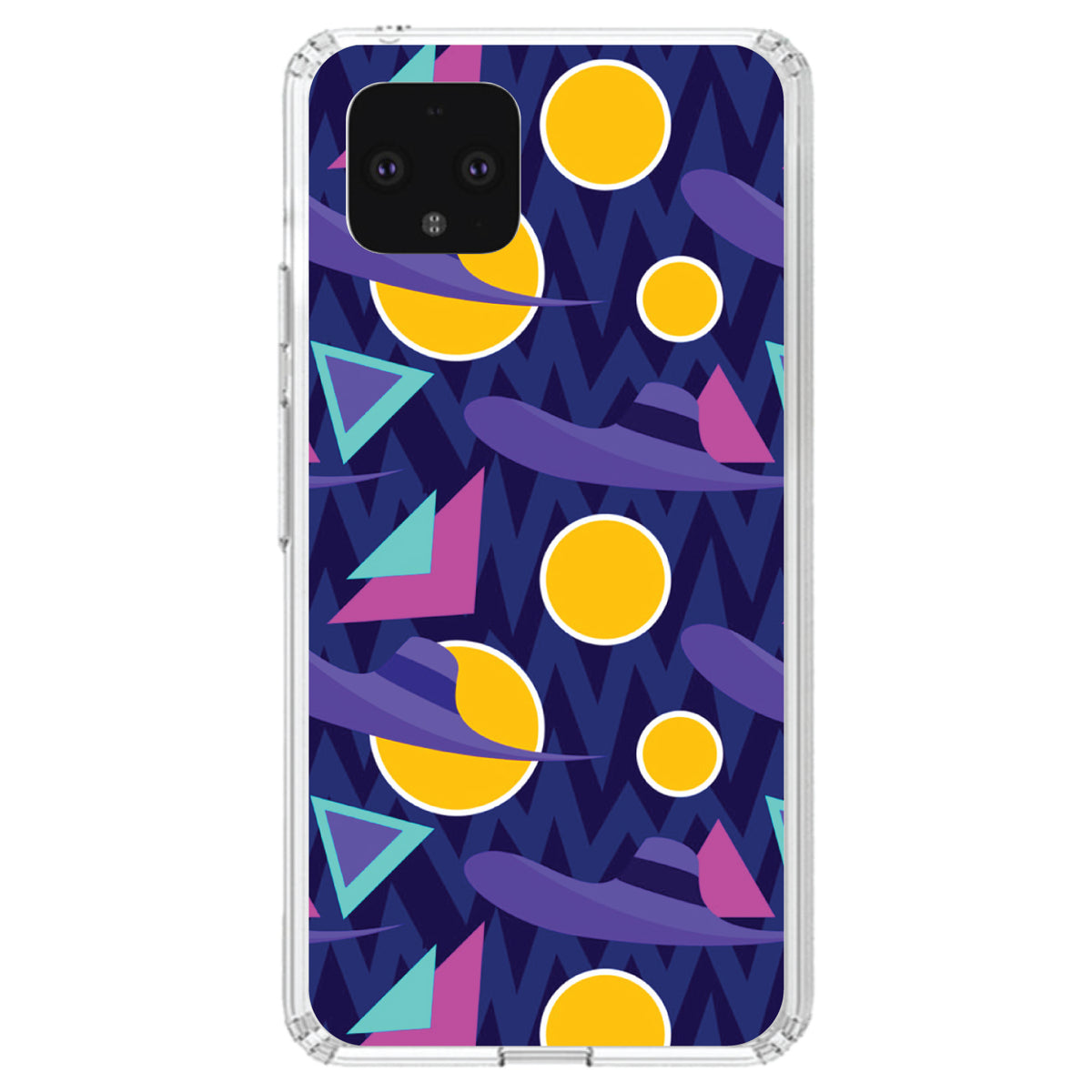 Pink Purple Yellow 90s Pattern Clear Shockproof iPhone Case, view 24