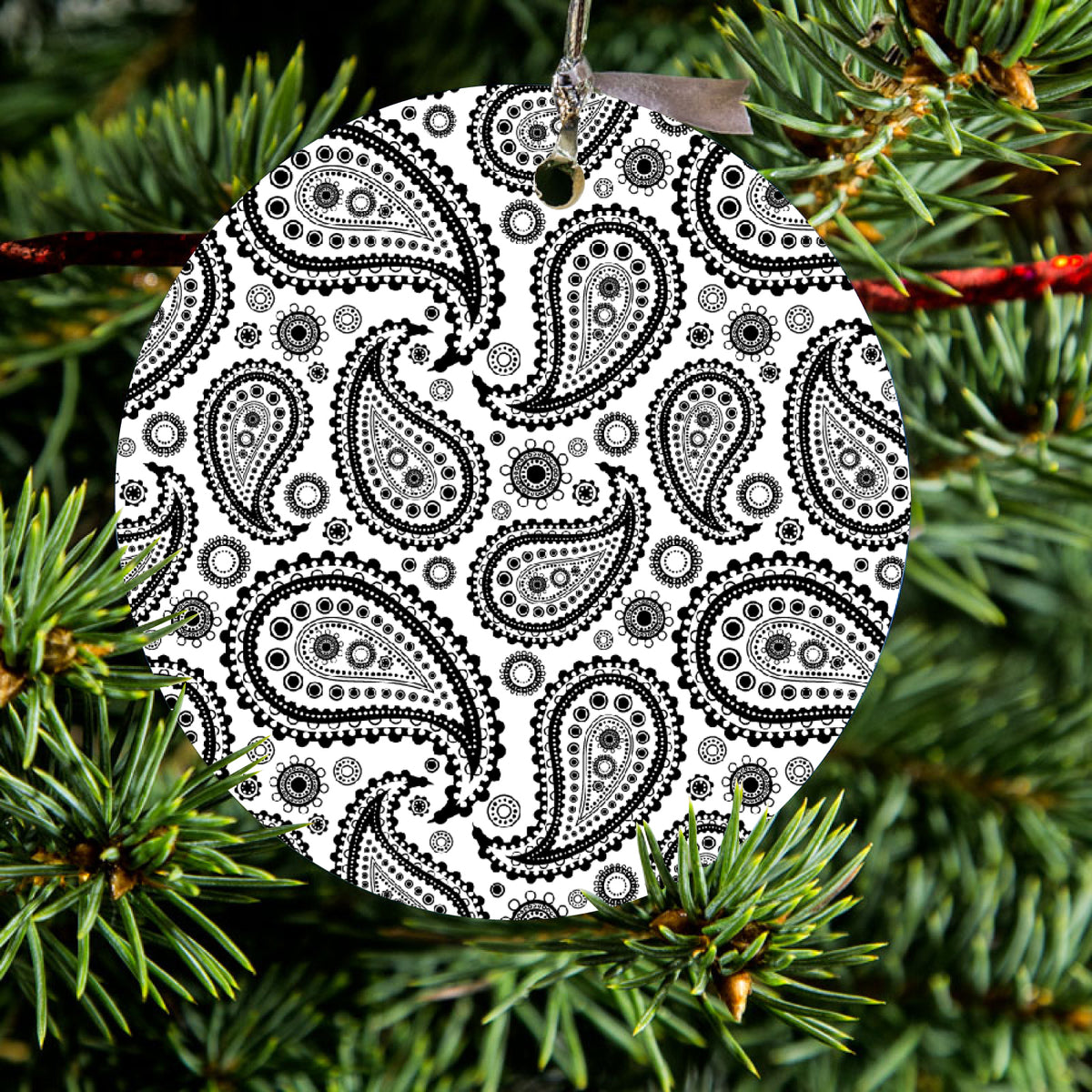 Black & White Paisley Ceramic Ornament, view 2