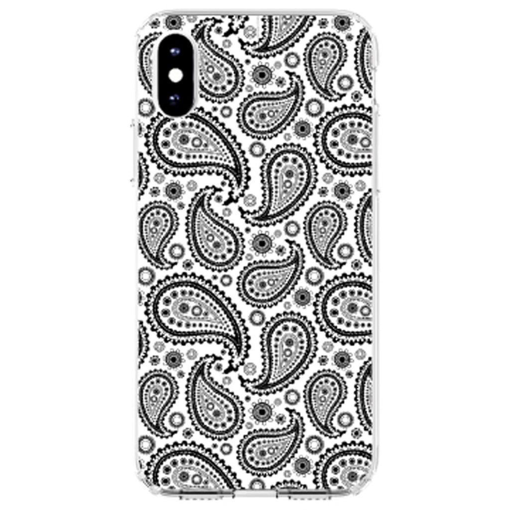 Black & White Paisley Clear Shockproof iPhone Case, view 3