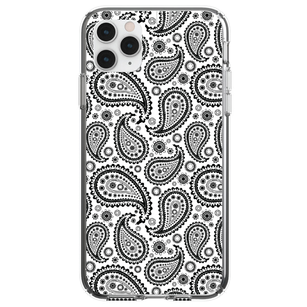 Black & White Paisley Clear Shockproof iPhone Case