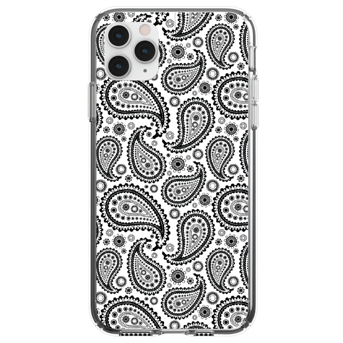 Black & White Paisley Clear Shockproof iPhone Case