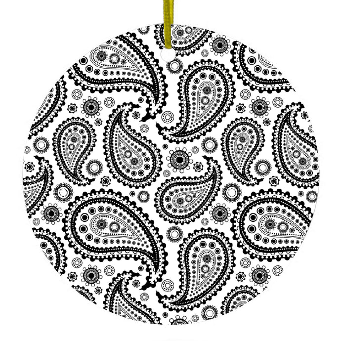 Black & White Paisley Ceramic Ornament