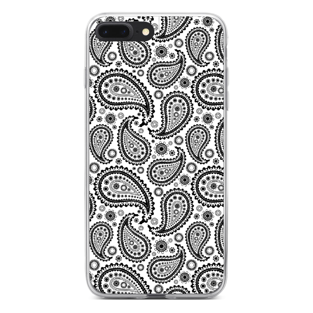 Black & White Paisley Clear Shockproof iPhone Case, view 6