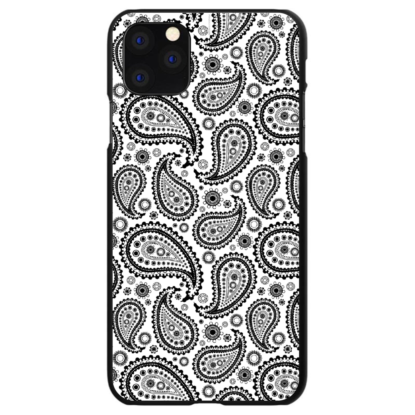 DistinctInk® Hard Plastic Snap-On Case for Apple iPhone or Samsung Galaxy - Black & White Paisley