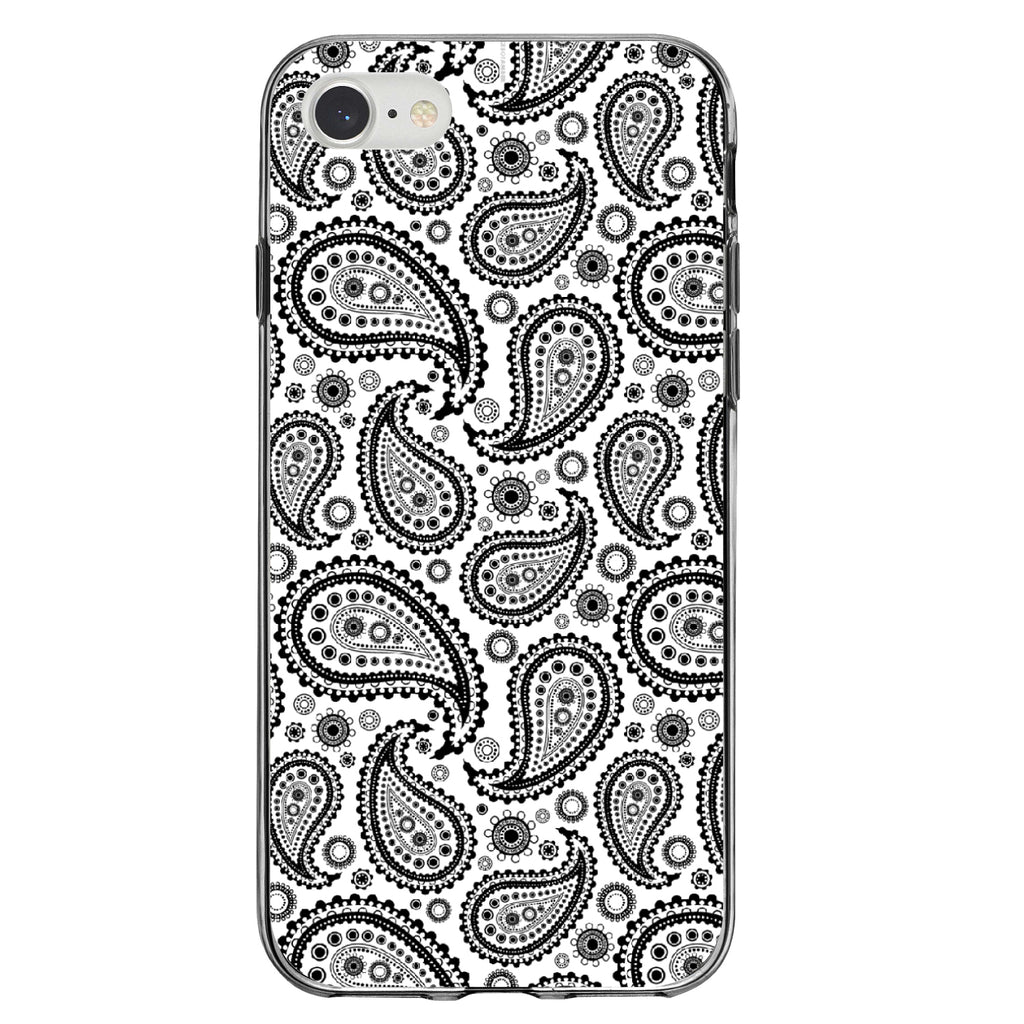 Black & White Paisley Clear Shockproof iPhone Case, view 5