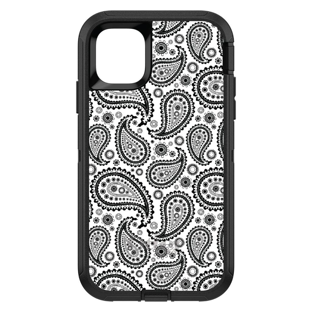 Black & White Paisley OtterBox Defender Case for iPhone & Galaxy, view 2