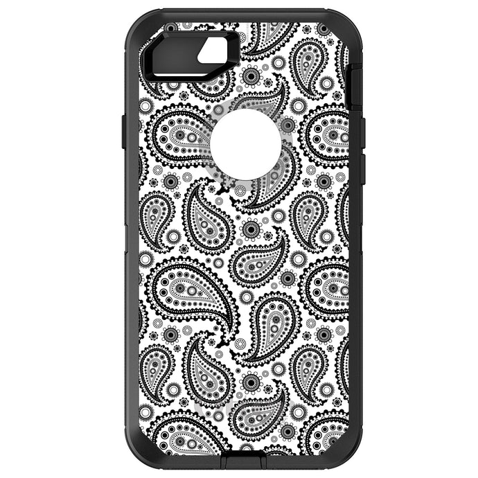 DistinctInk™ OtterBox Defender Series Case for Apple iPhone / Samsung Galaxy / Google Pixel - Black & White Paisley