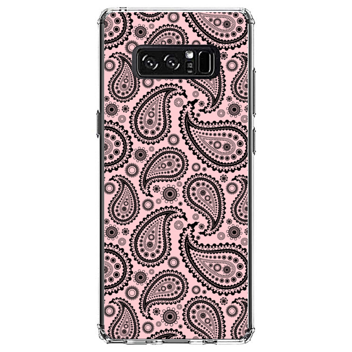 Black & Pink Paisley Clear Shockproof iPhone Case, view 12