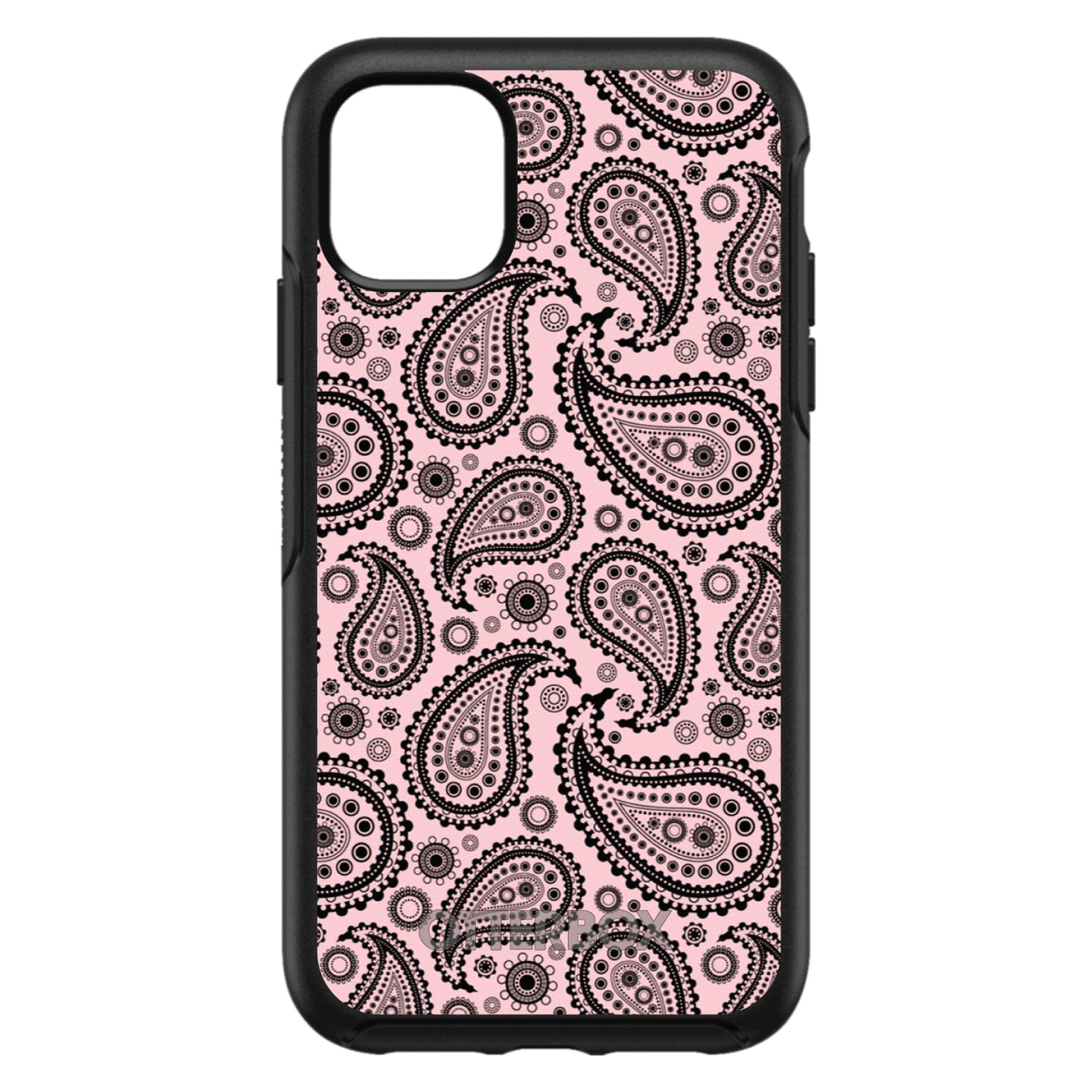 DistinctInk™ OtterBox Symmetry Series Case for Apple iPhone / Samsung Galaxy / Google Pixel - Black & Pink Paisley