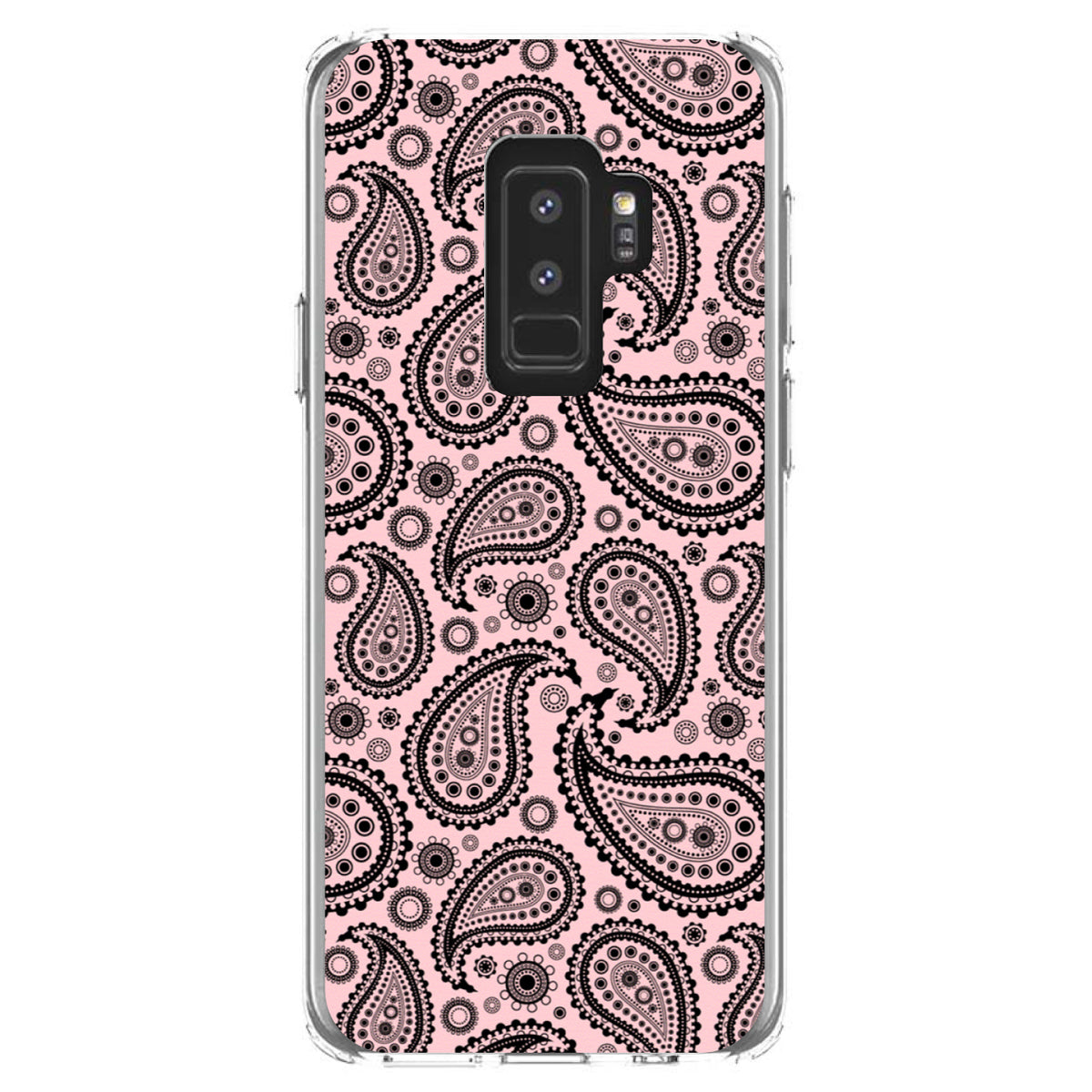 Black & Pink Paisley Clear Shockproof iPhone Case, view 20