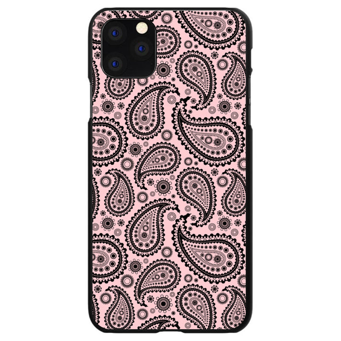 DistinctInk® Hard Plastic Snap-On Case for Apple iPhone or Samsung Galaxy - Black & Pink Paisley