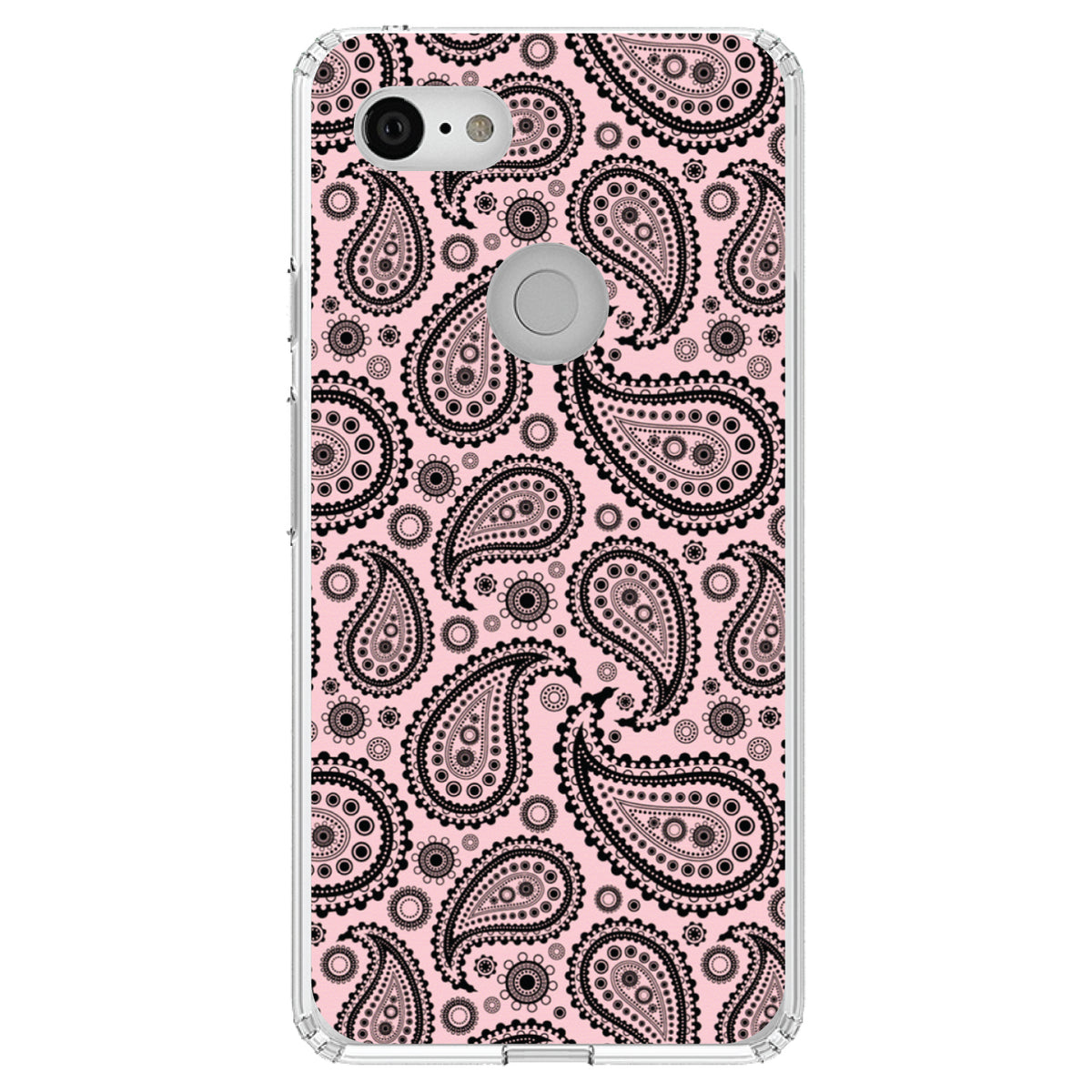 Black & Pink Paisley Clear Shockproof iPhone Case, view 21