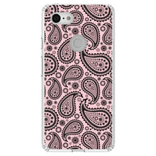 DistinctInk® Clear Shockproof Hybrid Case for Apple iPhone / Samsung Galaxy / Google Pixel - Black & Pink Paisley