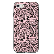 DistinctInk® Clear Shockproof Hybrid Case for Apple iPhone / Samsung Galaxy / Google Pixel - Black & Pink Paisley