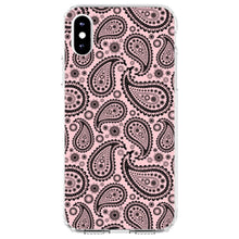 DistinctInk® Clear Shockproof Hybrid Case for Apple iPhone / Samsung Galaxy / Google Pixel - Black & Pink Paisley