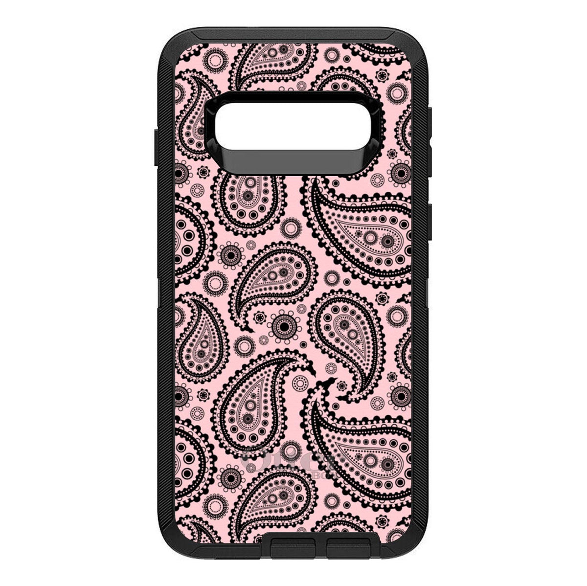 Black & Pink Paisley OtterBox Defender Case for iPhone & Galaxy, view 9