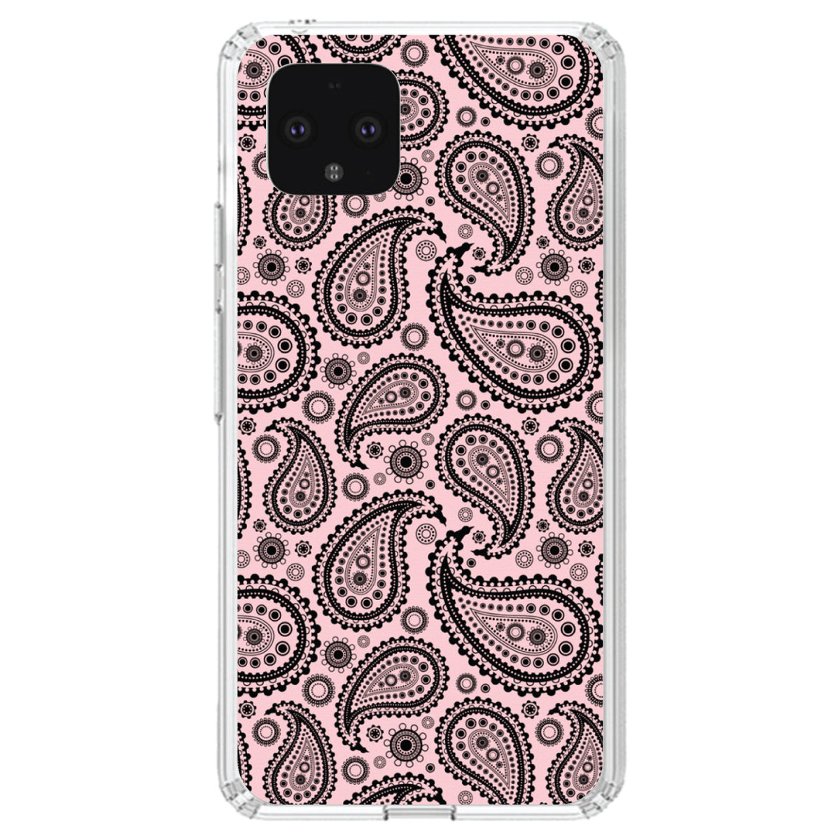Black & Pink Paisley Clear Shockproof iPhone Case, view 23