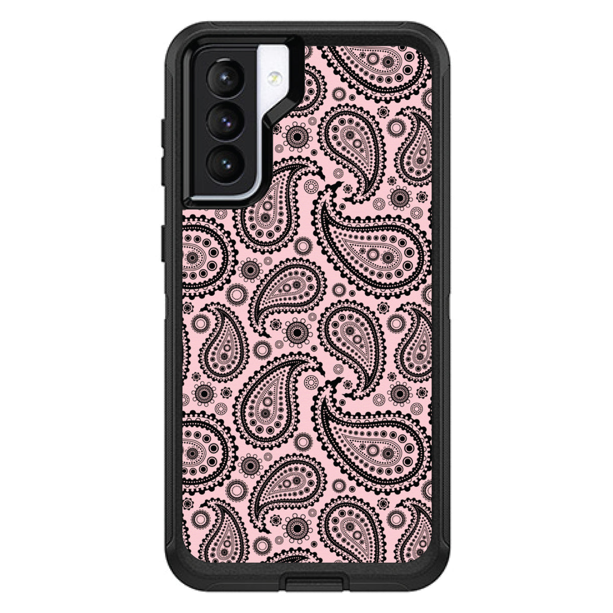 Black & Pink Paisley OtterBox Defender Case for iPhone & Galaxy, view 6