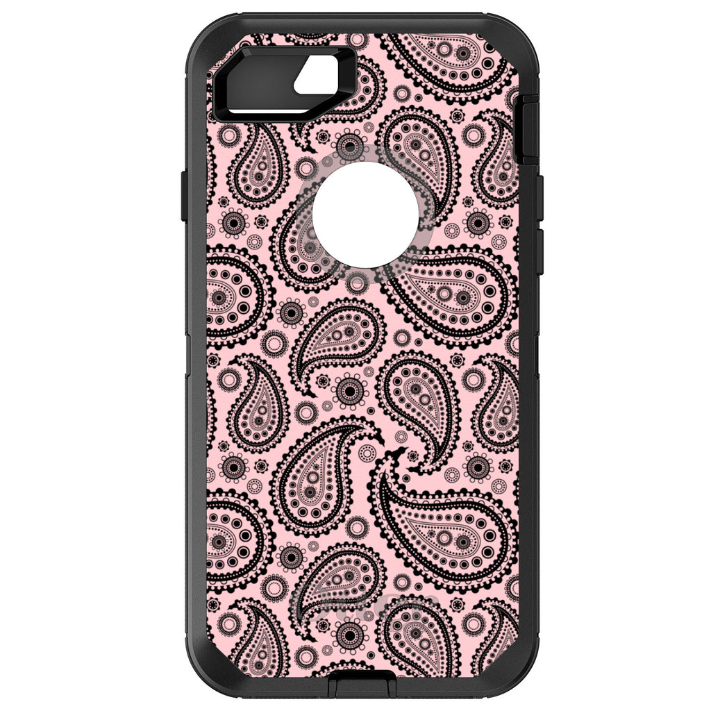 Black & Pink Paisley OtterBox Defender Case for iPhone & Galaxy