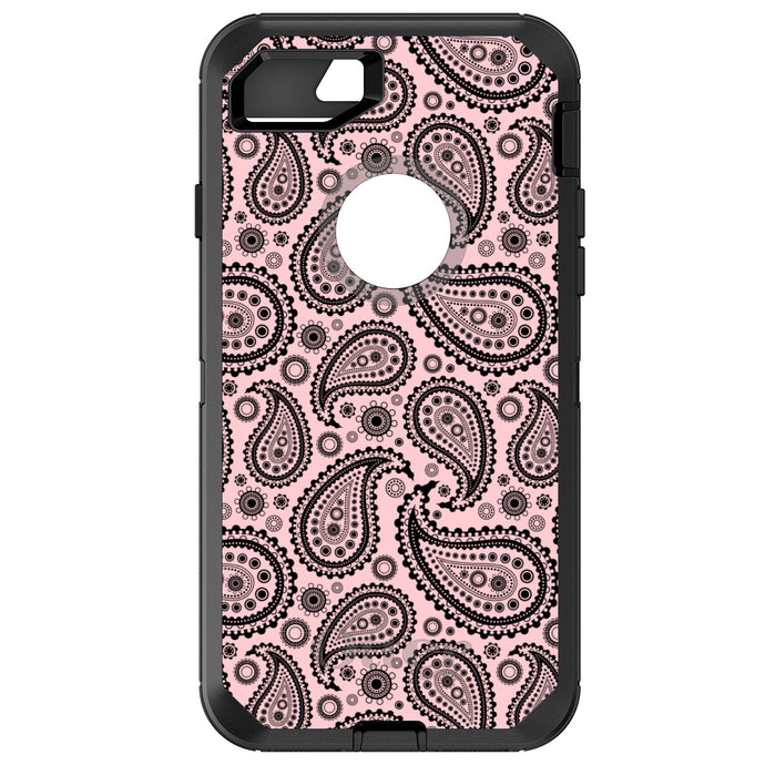 DistinctInk™ OtterBox Defender Series Case for Apple iPhone / Samsung Galaxy / Google Pixel - Black & Pink Paisley
