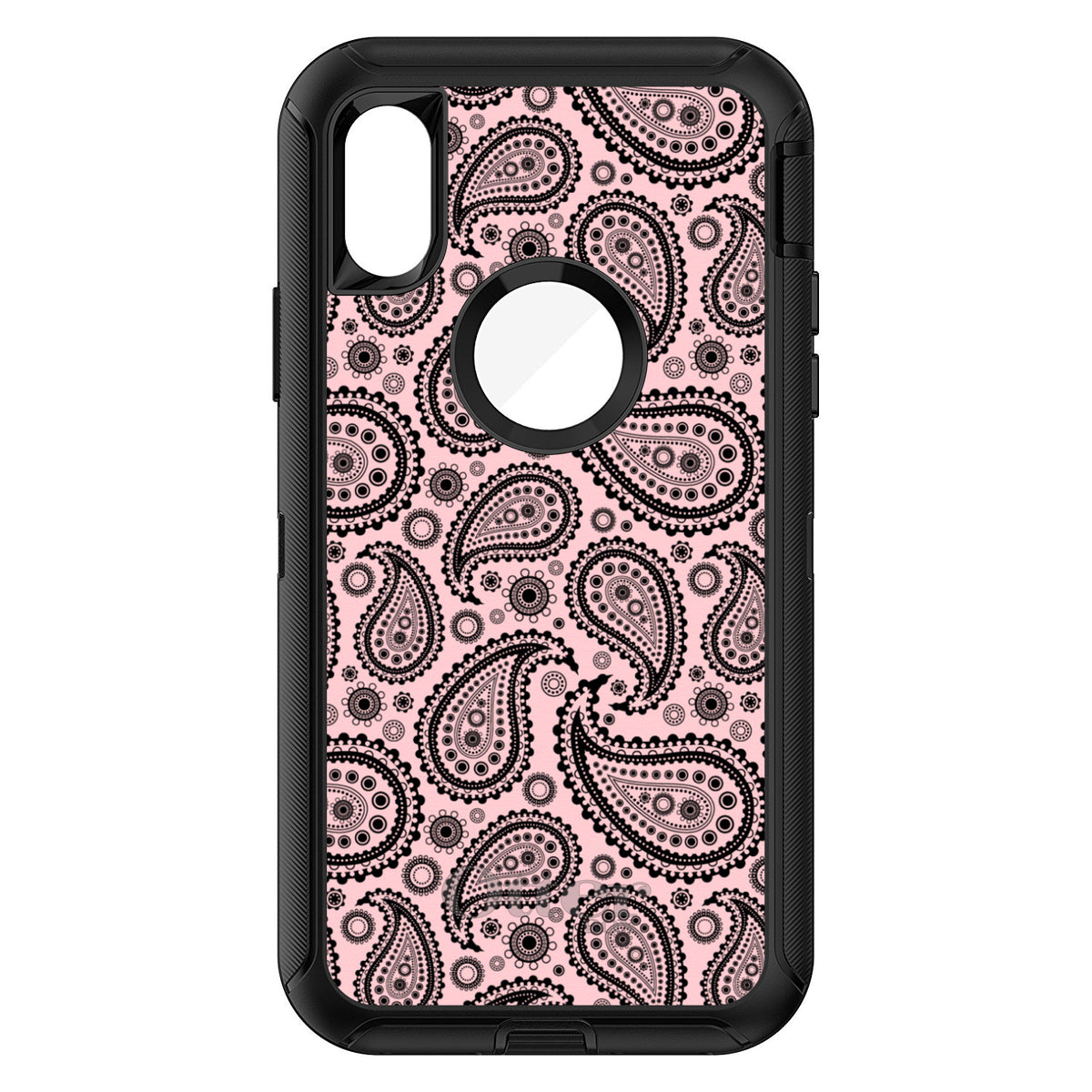 Black & Pink Paisley OtterBox Defender Case for iPhone & Galaxy, view 3