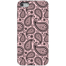 DistinctInk® Hard Plastic Snap-On Case for Apple iPhone or Samsung Galaxy - Black & Pink Paisley