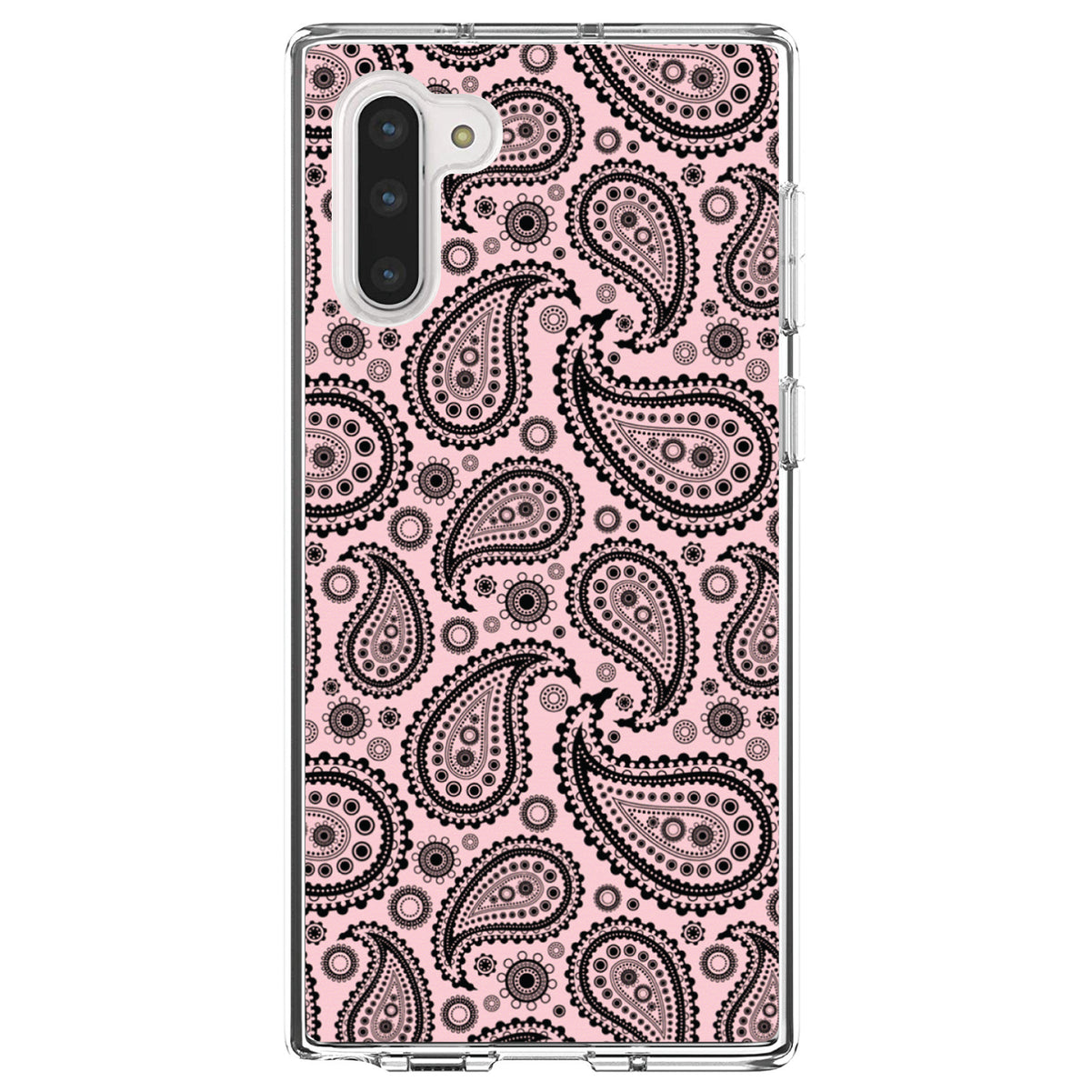 Black & Pink Paisley Clear Shockproof iPhone Case, view 9