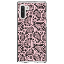 DistinctInk® Clear Shockproof Hybrid Case for Apple iPhone / Samsung Galaxy / Google Pixel - Black & Pink Paisley