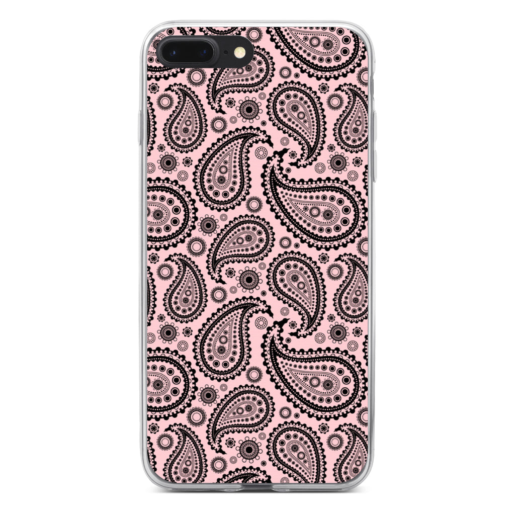 Black & Pink Paisley Clear Shockproof iPhone Case, view 6
