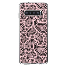 DistinctInk® Clear Shockproof Hybrid Case for Apple iPhone / Samsung Galaxy / Google Pixel - Black & Pink Paisley