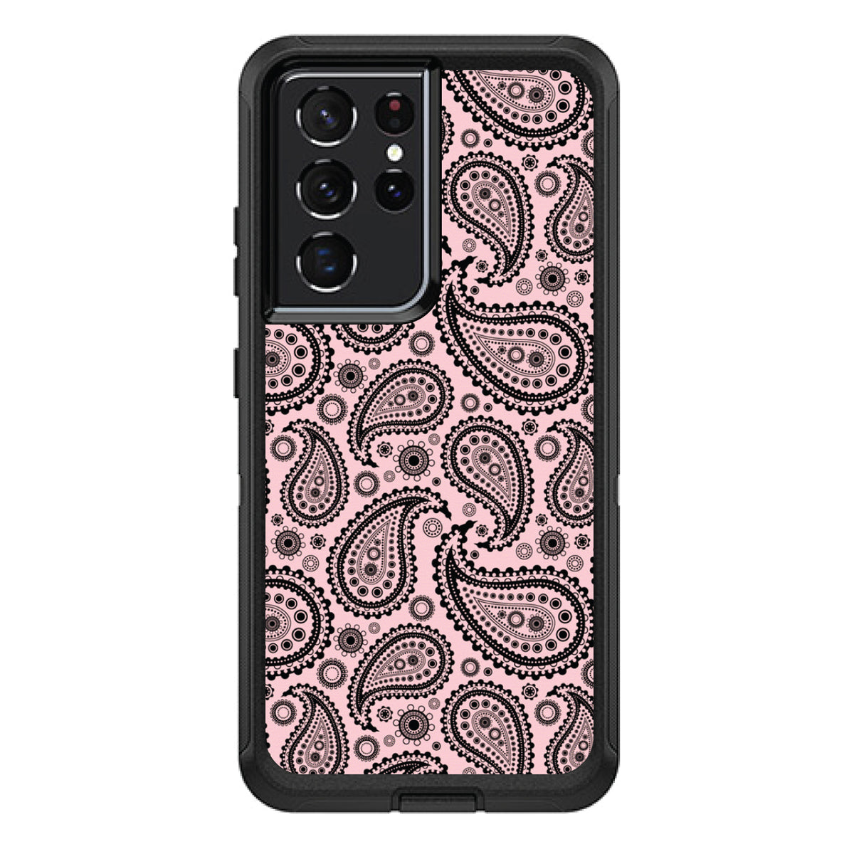 Black & Pink Paisley OtterBox Defender Case for iPhone & Galaxy, view 7