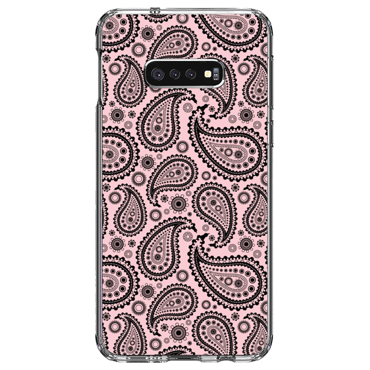 Black & Pink Paisley Clear Shockproof iPhone Case, view 18