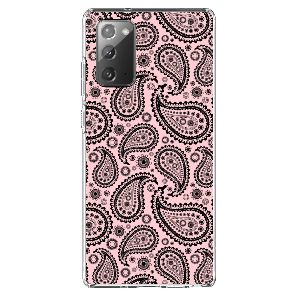 Black & Pink Paisley Clear Shockproof iPhone Case, view 8