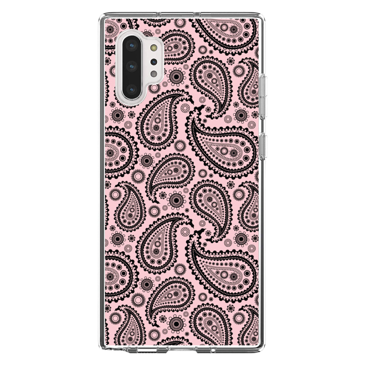 Black & Pink Paisley Clear Shockproof iPhone Case, view 10