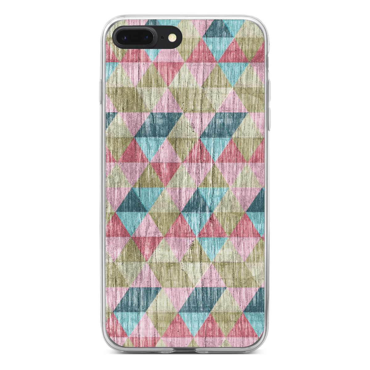 Multi Color Rainbow Wood Print Clear Shockproof iPhone Case, view 6