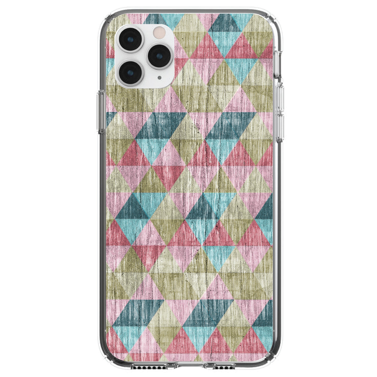 Multi Color Rainbow Wood Print Clear Shockproof iPhone Case