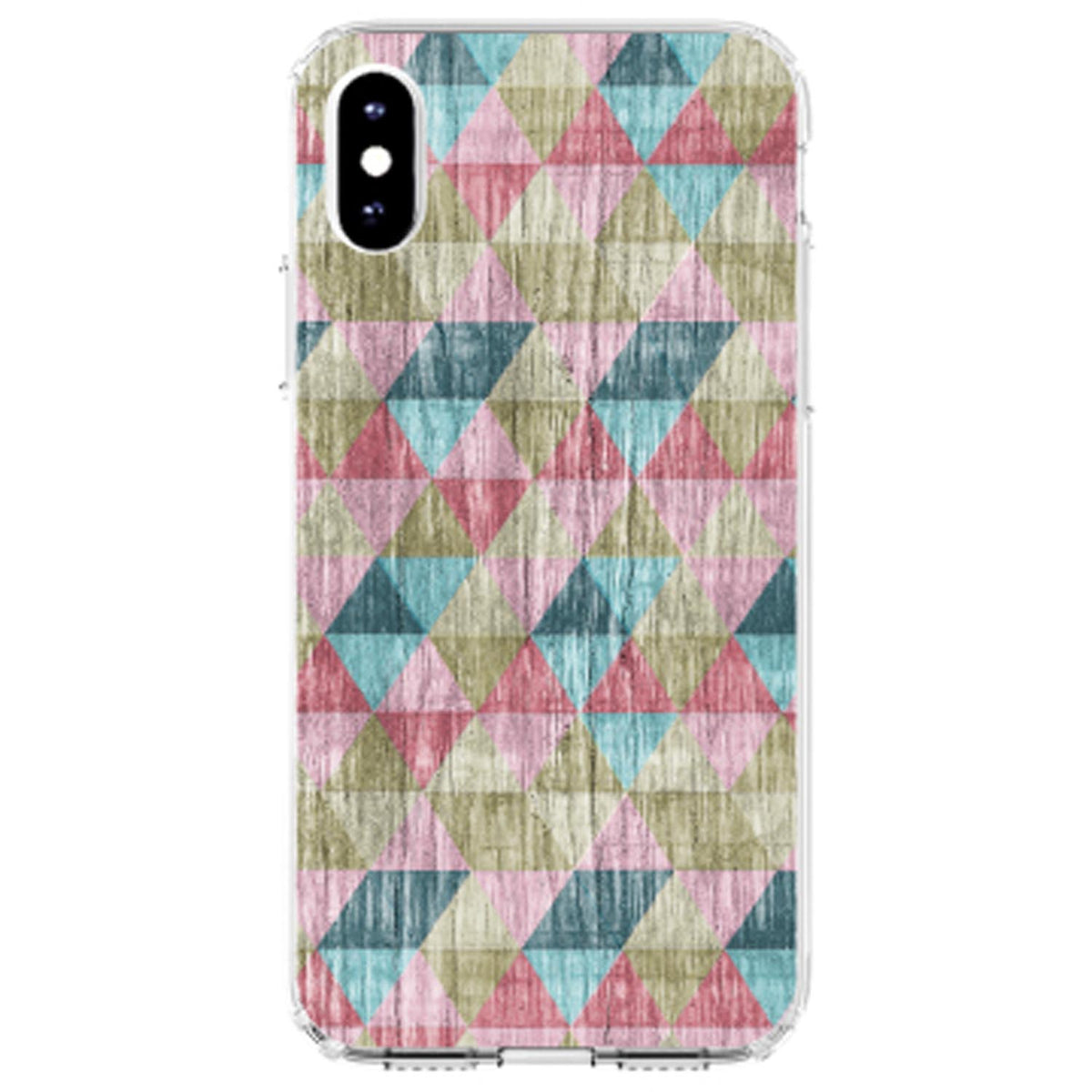 Multi Color Rainbow Wood Print Clear Shockproof iPhone Case, view 4