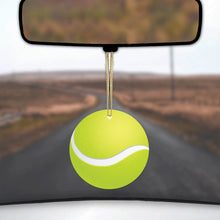 DistinctInk® Hanging Ceramic Christmas Tree Ornament with Gold String - Great Gift / Present - 2 3/4 inch Diameter - Green Tennis Ball