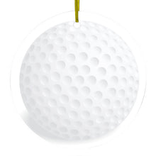 DistinctInk® Hanging Ceramic Christmas Tree Ornament with Gold String - Great Gift / Present - 2 3/4 inch Diameter - White Golf Ball