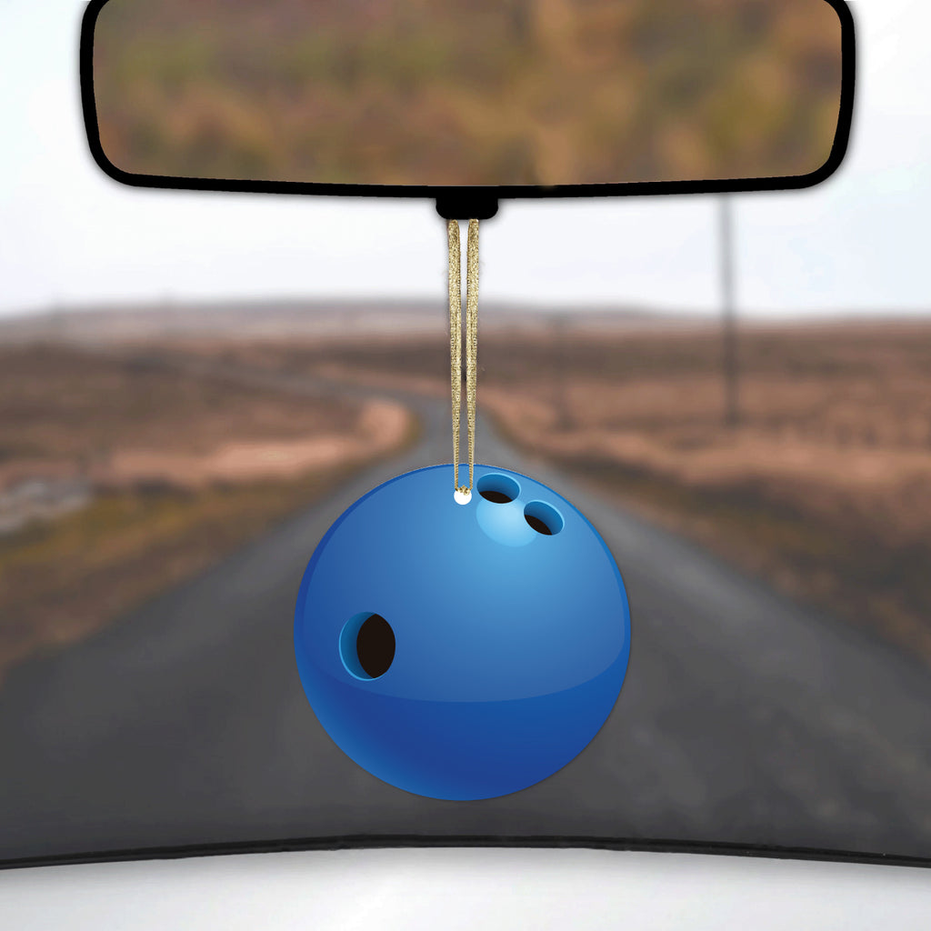 Blue Bowling Ball Ceramic Ornament, view 3
