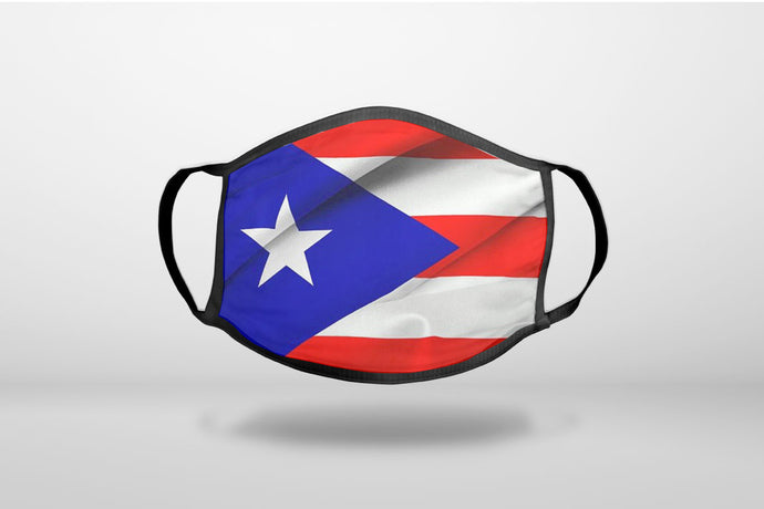 Red White Blue Puerto Rico Flag - 3-Ply Reusable Soft Face Mask Covering, Unisex, Cotton Inner Layer