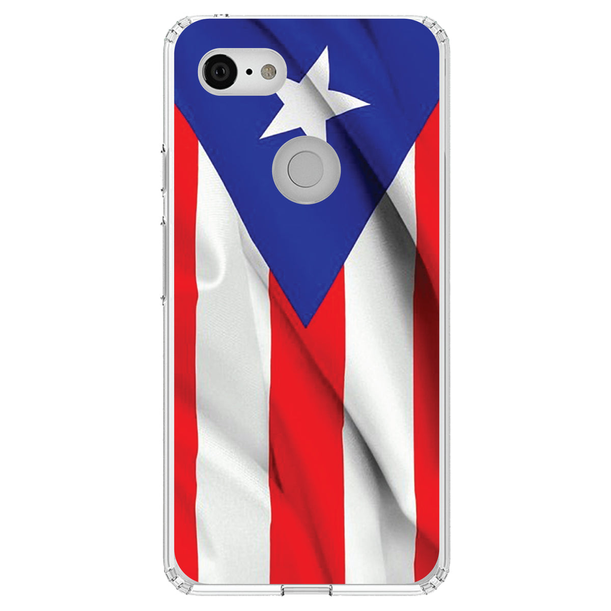 Red White Blue Puerto Rico Flag Clear Shockproof iPhone Case, view 22