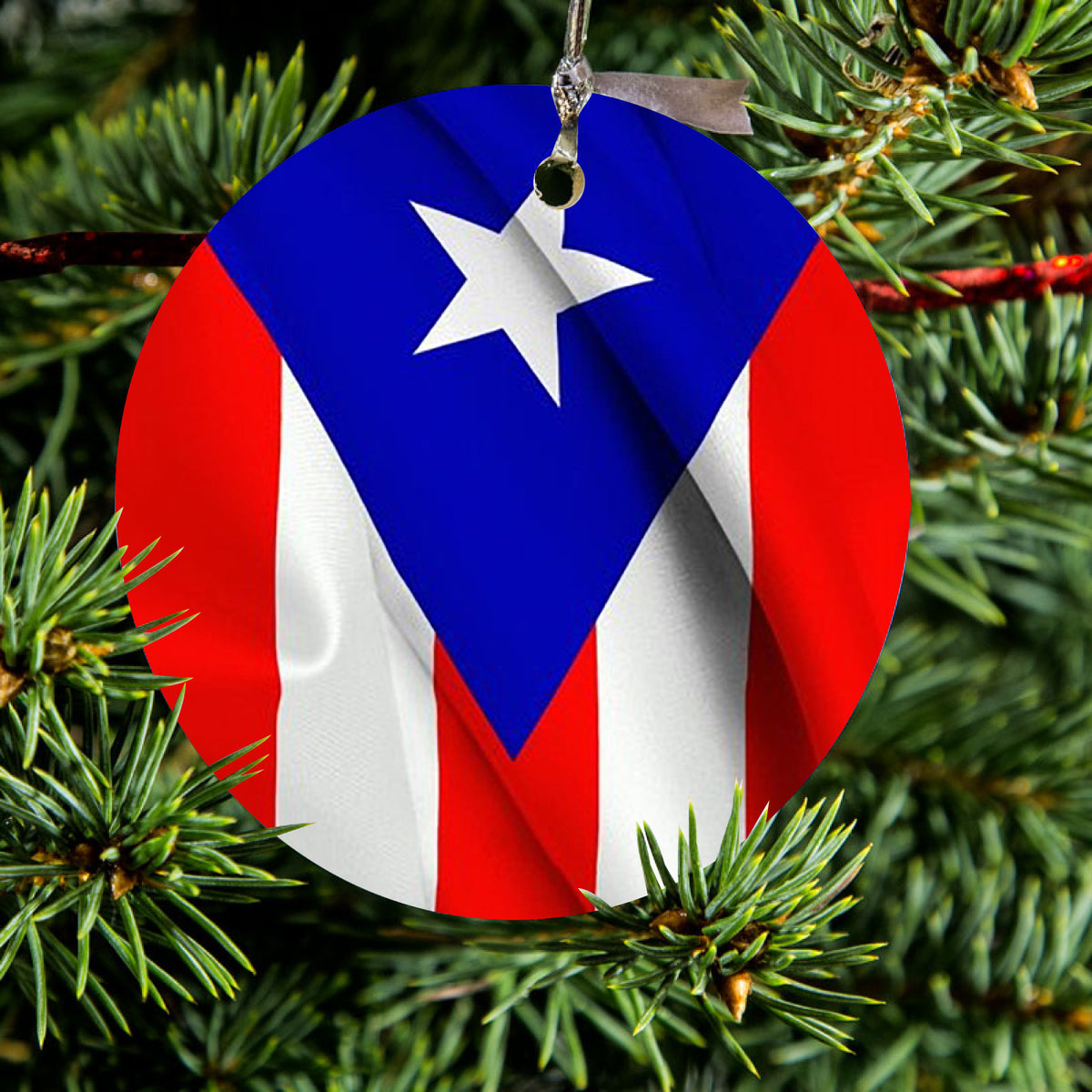 Red White Blue Puerto Rico Flag Ceramic Ornament, view 2
