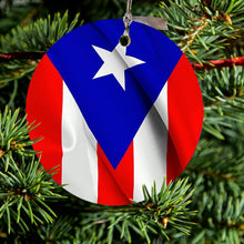 Red White Blue Puerto Rico Flag Ceramic Ornament