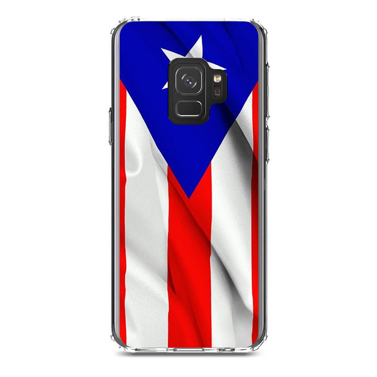Red White Blue Puerto Rico Flag Clear Shockproof iPhone Case, view 19