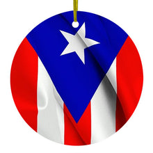 Red White Blue Puerto Rico Flag Ceramic Ornament