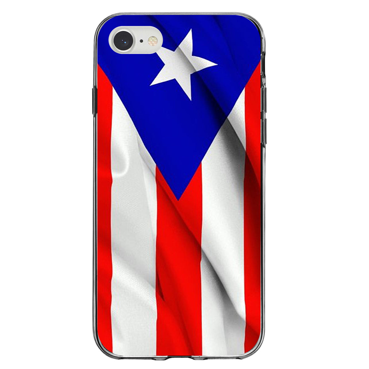 Red White Blue Puerto Rico Flag Clear Shockproof iPhone Case, view 5
