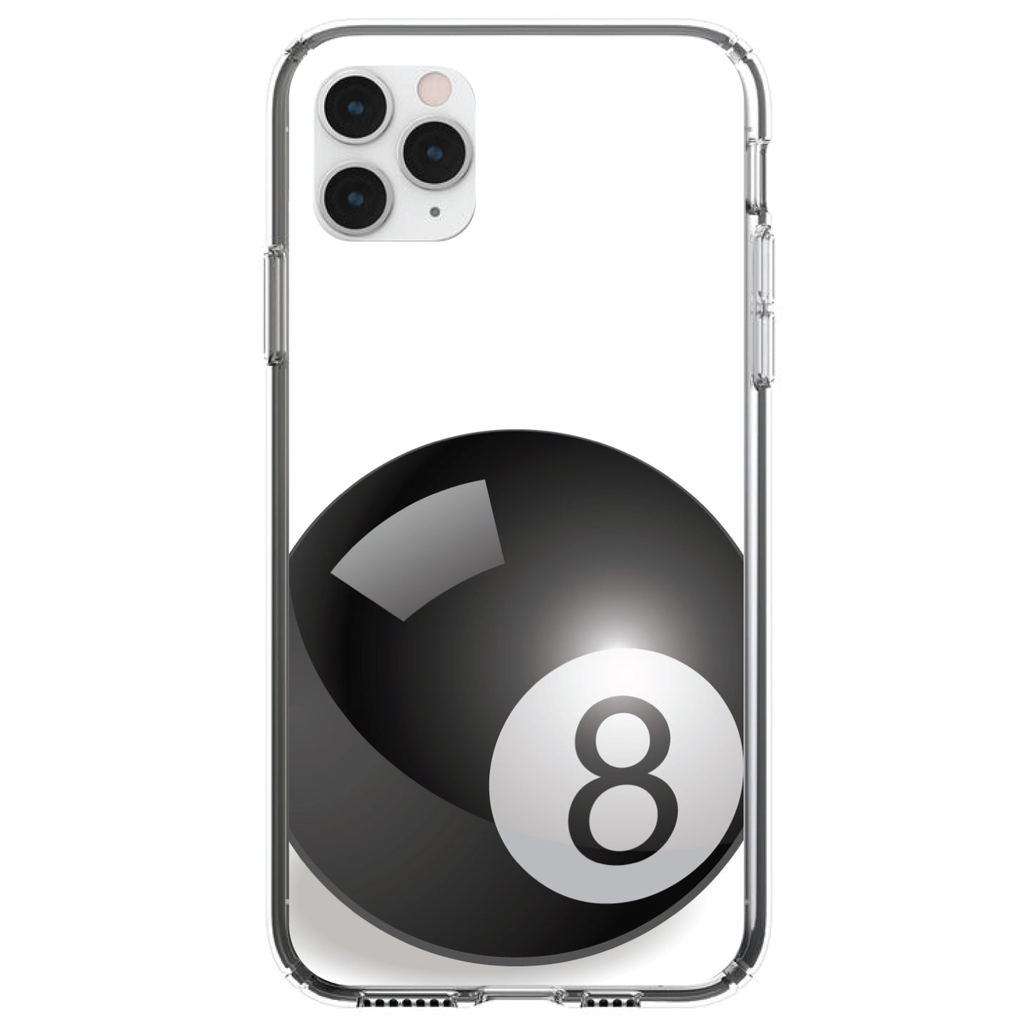DistinctInk® Clear Shockproof Hybrid Case for Apple iPhone / Samsung Galaxy / Google Pixel - Black Eight Ball 8